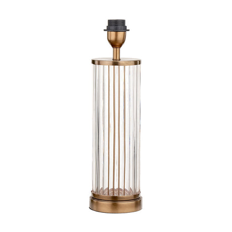 Ciara Clear Glass & Antique Brass Table Lamp with Duck Egg Shade