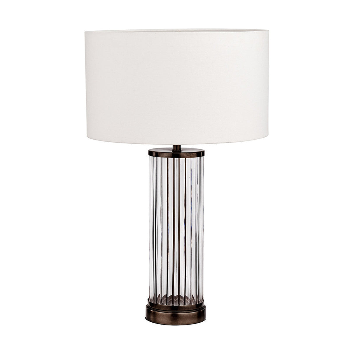 Ciara Clear Glass & Antique Bronze Table Lamp with White Shade