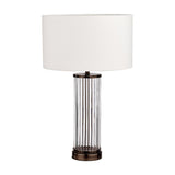 Ciara Clear Glass & Antique Bronze Table Lamp with White Shade