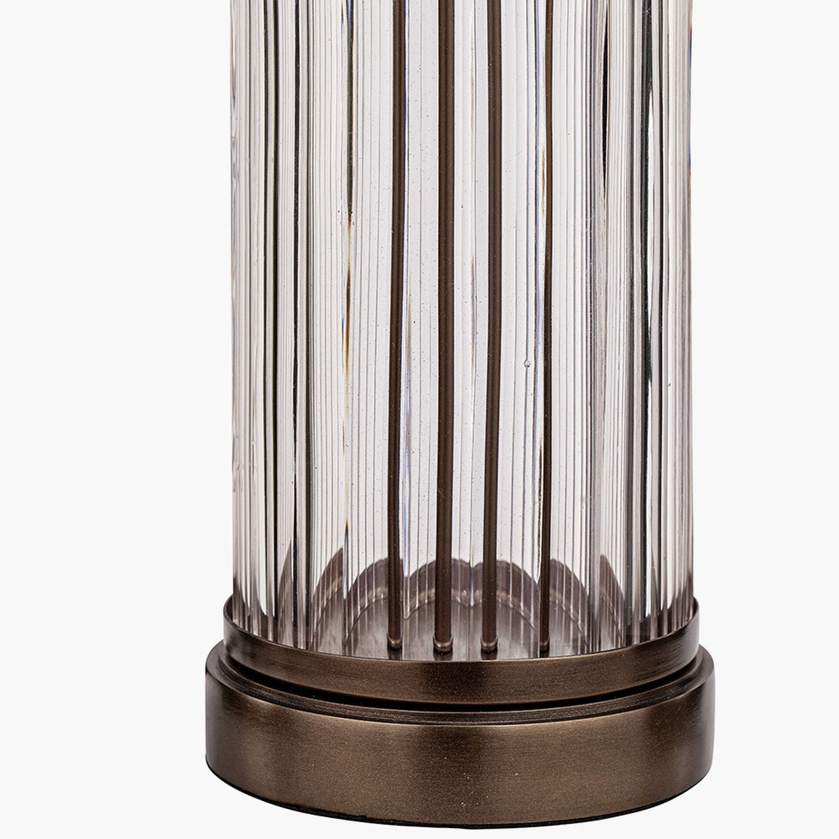 Ciara Clear Glass & Antique Bronze Table Lamp with White Shade
