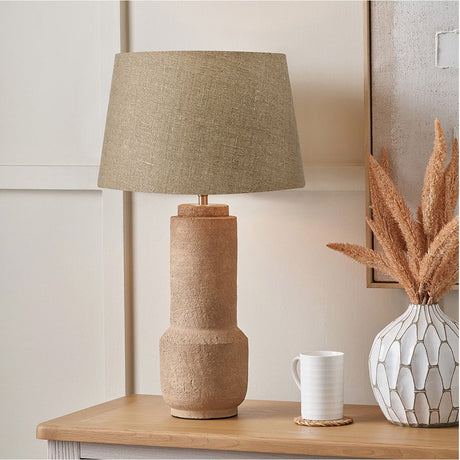 Gaiana Concrete Brown Stoneware Table Lamp with Linen Tapered Shade