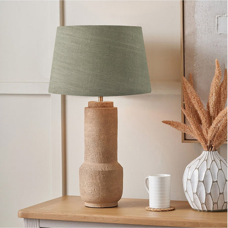 Gaiana Concrete Brown Stoneware Table Lamp with Pistachio Green Shade