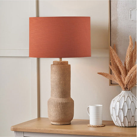 Gaiana Concrete Brown Stoneware Table Lamp with Cinnamon Self Shade