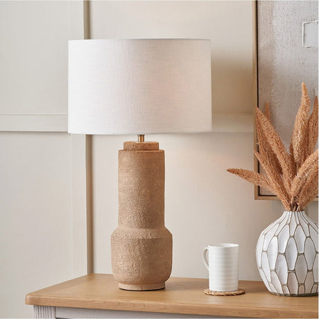 Gaiana Concrete Brown Stoneware Table Lamp with White Self Lined Shade