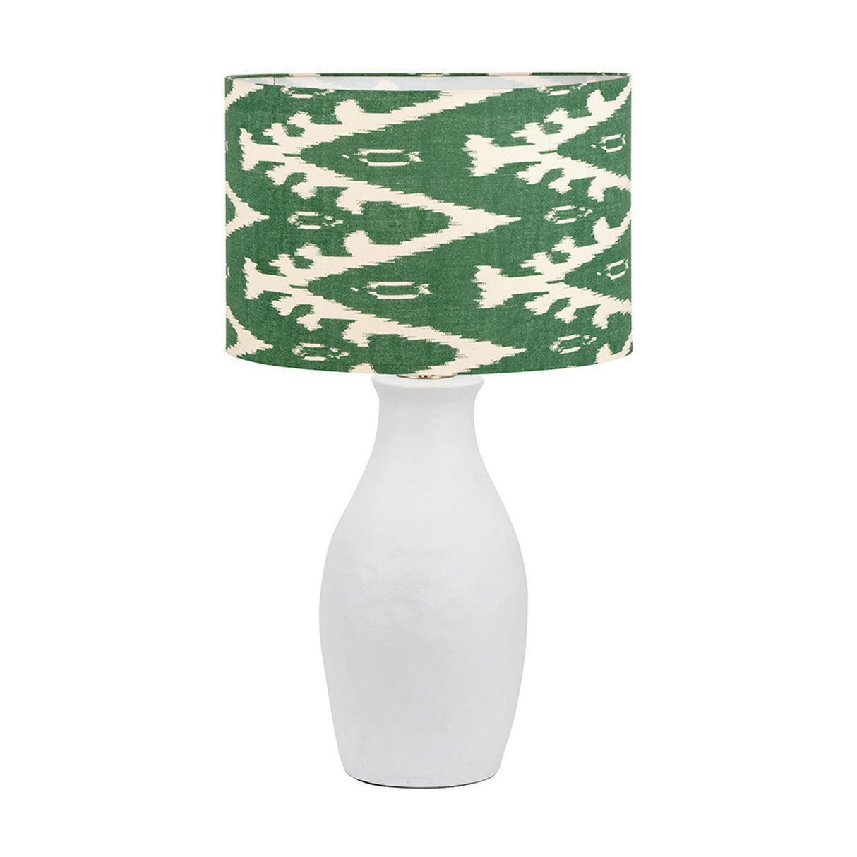Eirene White Textured Stoneware Table Lamp with Racing Green Shade