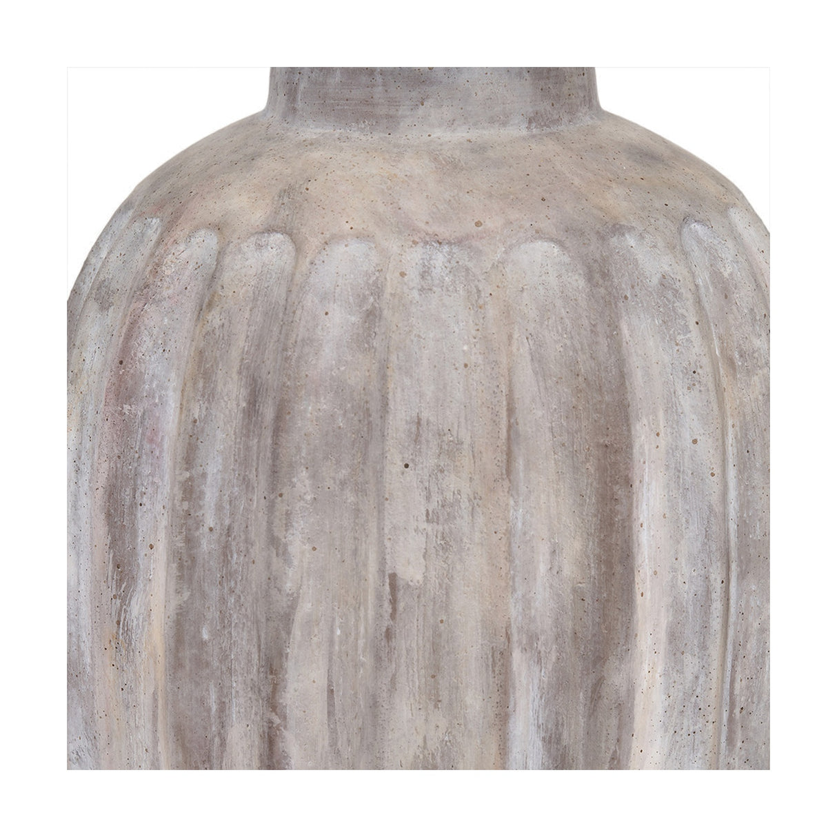 Ambrosia Natural Grooved Stoneware Table Lamp with White Self Shade