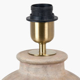 Ambrosia Natural Grooved Stoneware Table Lamp with White Self Shade