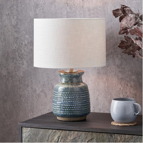 Theano Dot Design Blue Glaze Table Lamp Base - 28cm