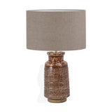 Theano Dot Design Brown Glaze Tall Table Lamp with Linen Shade