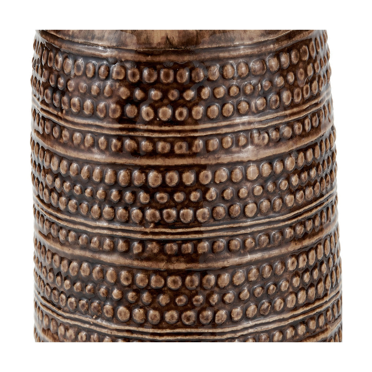 Theano Dot Design Brown Glaze Tall Table Lamp with Linen Shade