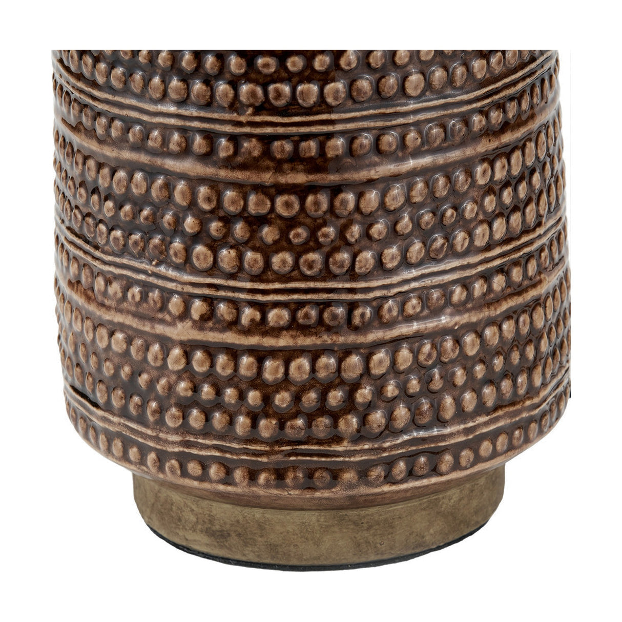 Theano Dot Design Brown Glaze Tall Table Lamp with Linen Shade