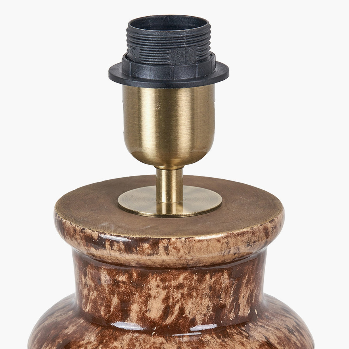 Theano Dot Design Brown Glaze Tall Table Lamp with Linen Shade