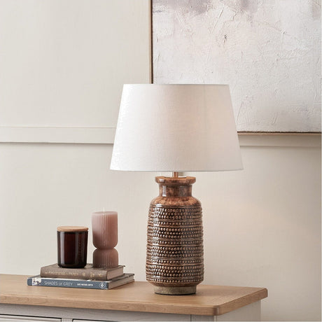 Theano Dot Design Brown Glaze Tall Table Lamp Base - 39cm
