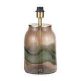 Valtellina Brown & Green Glass Table Lamp with White Handloom Shade