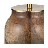 Valtellina Brown & Green Glass Table Lamp with White Handloom Shade
