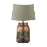 Valtellina Brown & Green Glass Table Lamp with Green Linen Tapered Shade