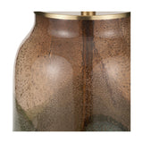 Valtellina Brown & Green Glass Table Lamp with Green Linen Tapered Shade