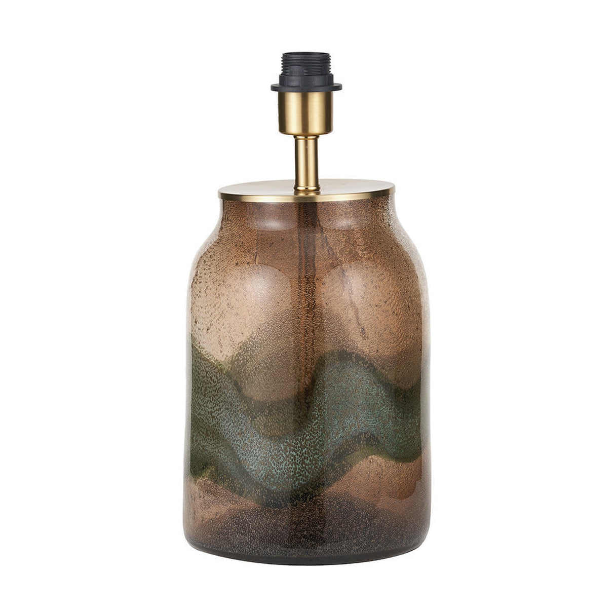 Valtellina Brown & Green Glass Table Lamp with Linen Cylinder Shade