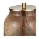 Valtellina Brown & Green Glass Table Lamp with Linen Cylinder Shade