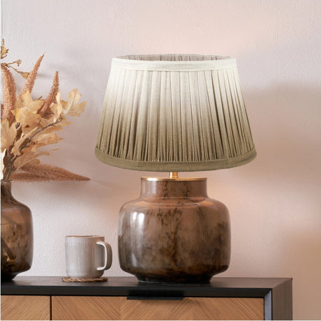 Cerdanya Brown & Beige Glass Table Lamp with Taupe Ombre Soft Shade