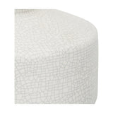 Close-up of the Elure White Crackle Effect Table Lamp base, 38cm, showing white ceramic with fine grey crackle glaze texture on a plain background.