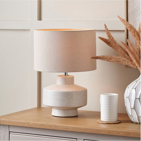 Elure White Crackle Effect Table Lamp - 38cm