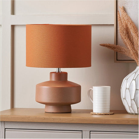 Elure Cinnamon Orange Crackle Effect Table Lamp - 38cm
