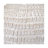 Close-up of the Signe warm white ceramic table lamp base, showing a textured linear ridge pattern in a glossy glazed finish.