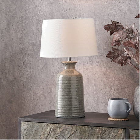 Helka Smokey Green Reactive Glaze Table Lamp - 49cm