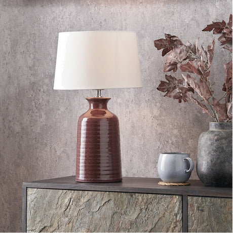 Helka Mulberry Red Reactive Glaze Table Lamp - 49cm
