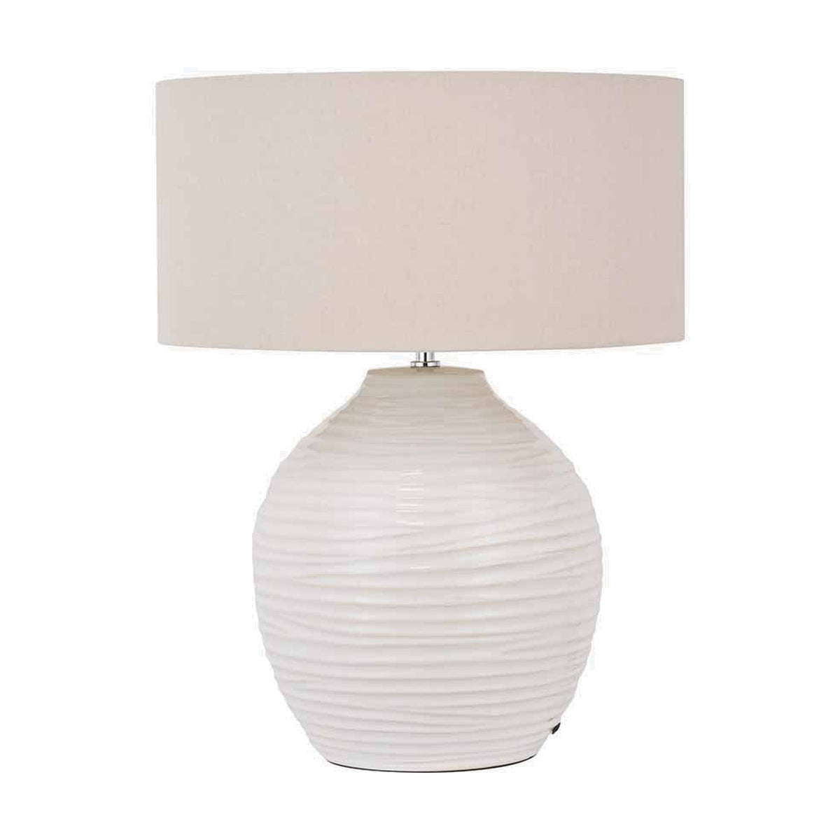 Linnea White Grooved Ceramic Table Lamp - 57cm