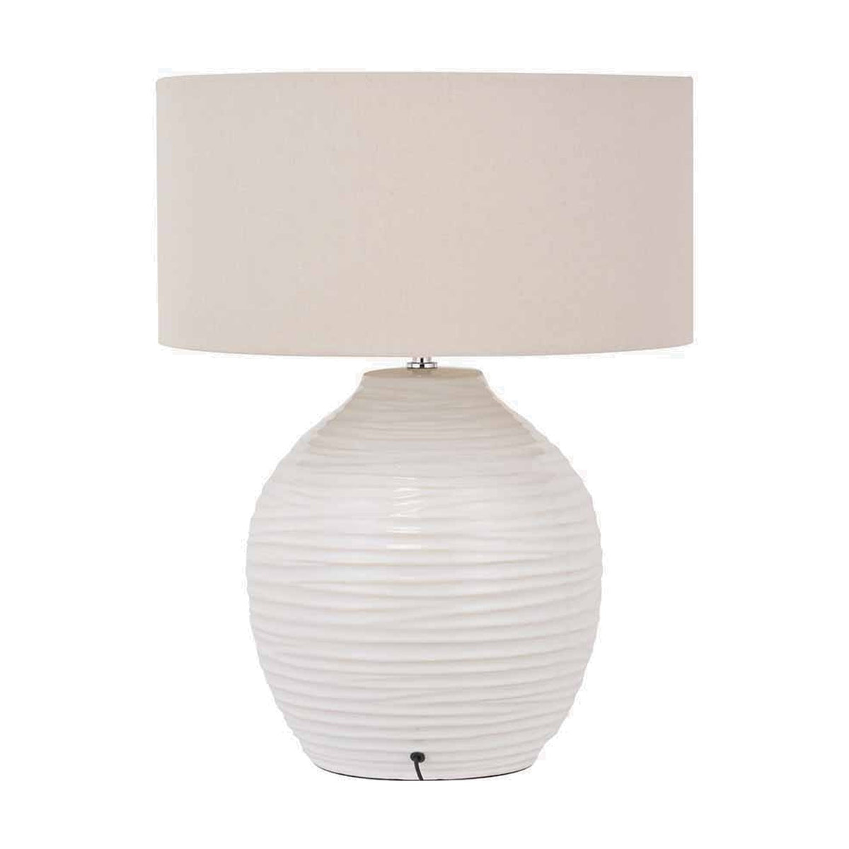Linnea White Grooved Ceramic Table Lamp - 57cm