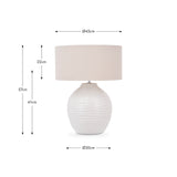 Linnea White Grooved Ceramic Table Lamp - 57cm