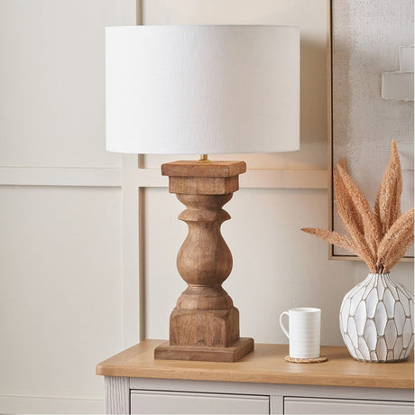 Kavya Antique Brown Turned Table Lamp Base - 54cm