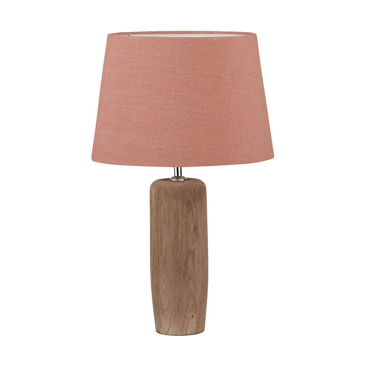Inaya Natural Tapered Large Wood Table Lamp with Apricot Linen Shade