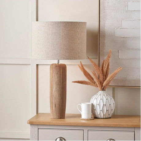 Inaya Natural Tapered Large Wood Table Lamp Base - 49cm