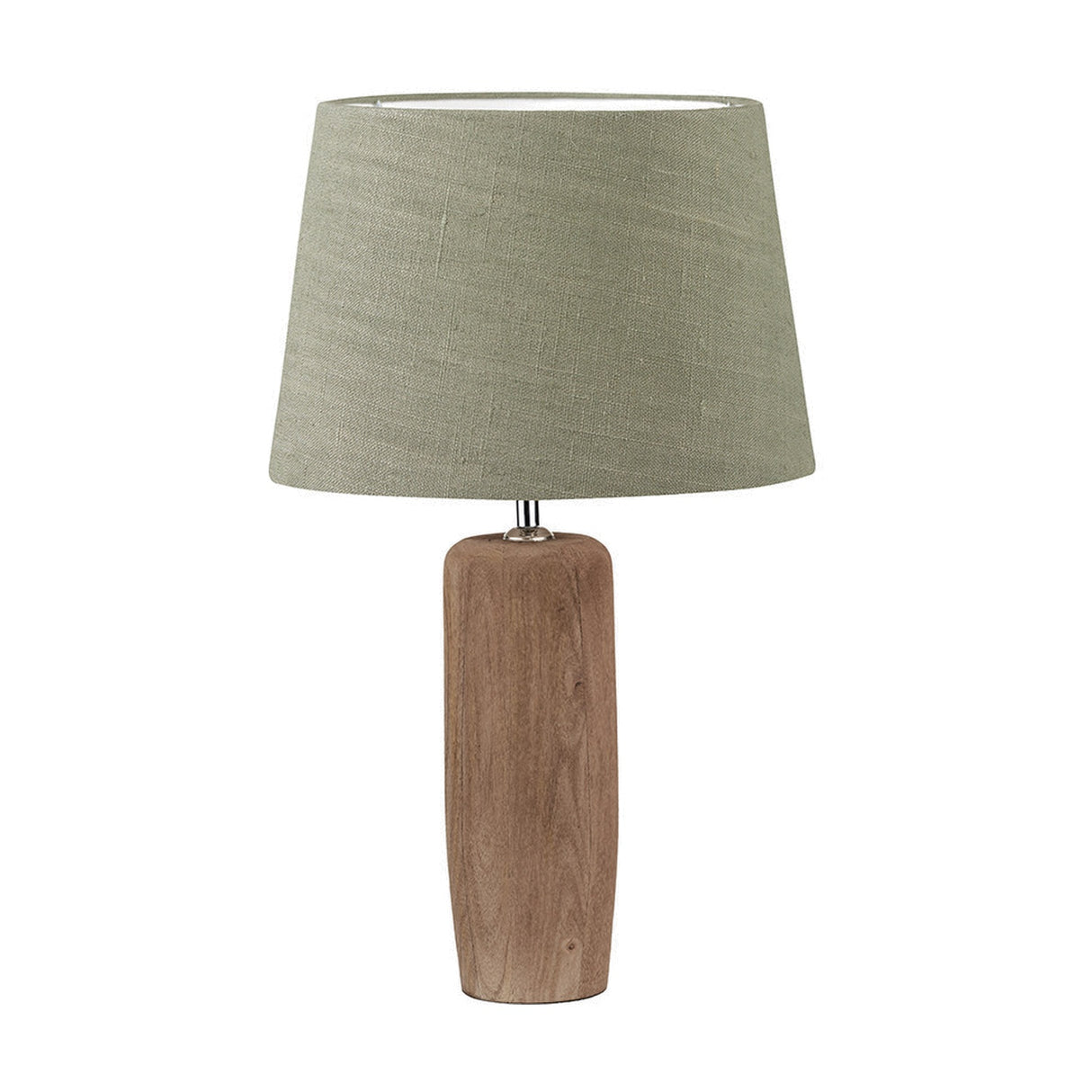 Inaya Tapered Wood Table Lamp with Pistachio Green Linen Shade - 55cm