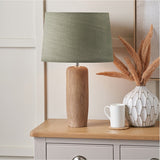 Inaya Tapered Wood Table Lamp with Pistachio Green Linen Shade - 55cm