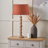 Ayra Natural Large Wood Table Lamp with Tobacco Handloom Tapered Shade