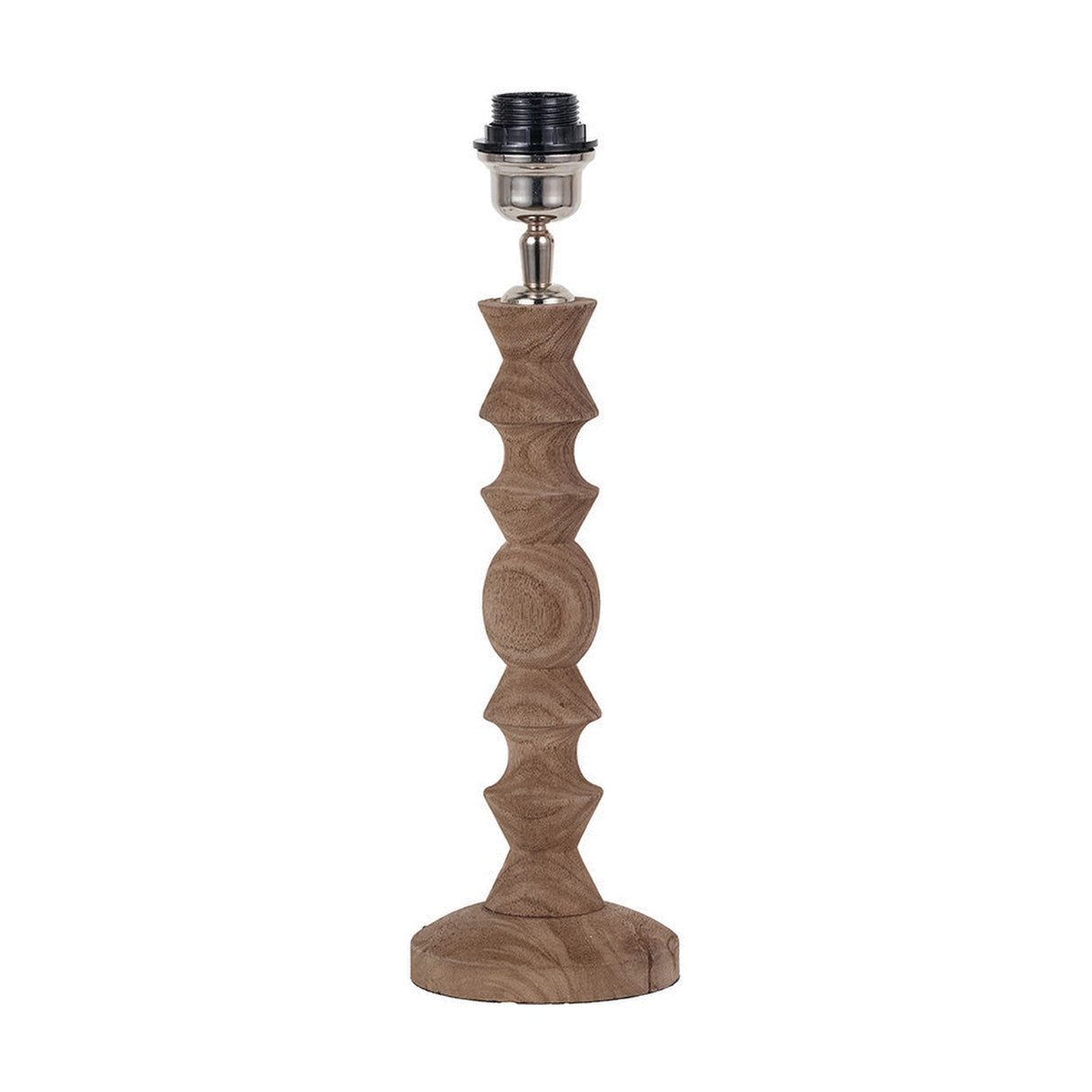Ayra Natural Wood Table Lamp with White Handloom Cylinder Shade