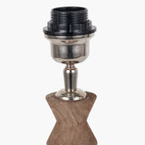Ayra Natural Wood Table Lamp with White Handloom Cylinder Shade