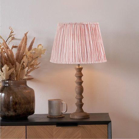 Ayra Natural Modernist Turned Wood Table Lamp with Cinnamon Shade