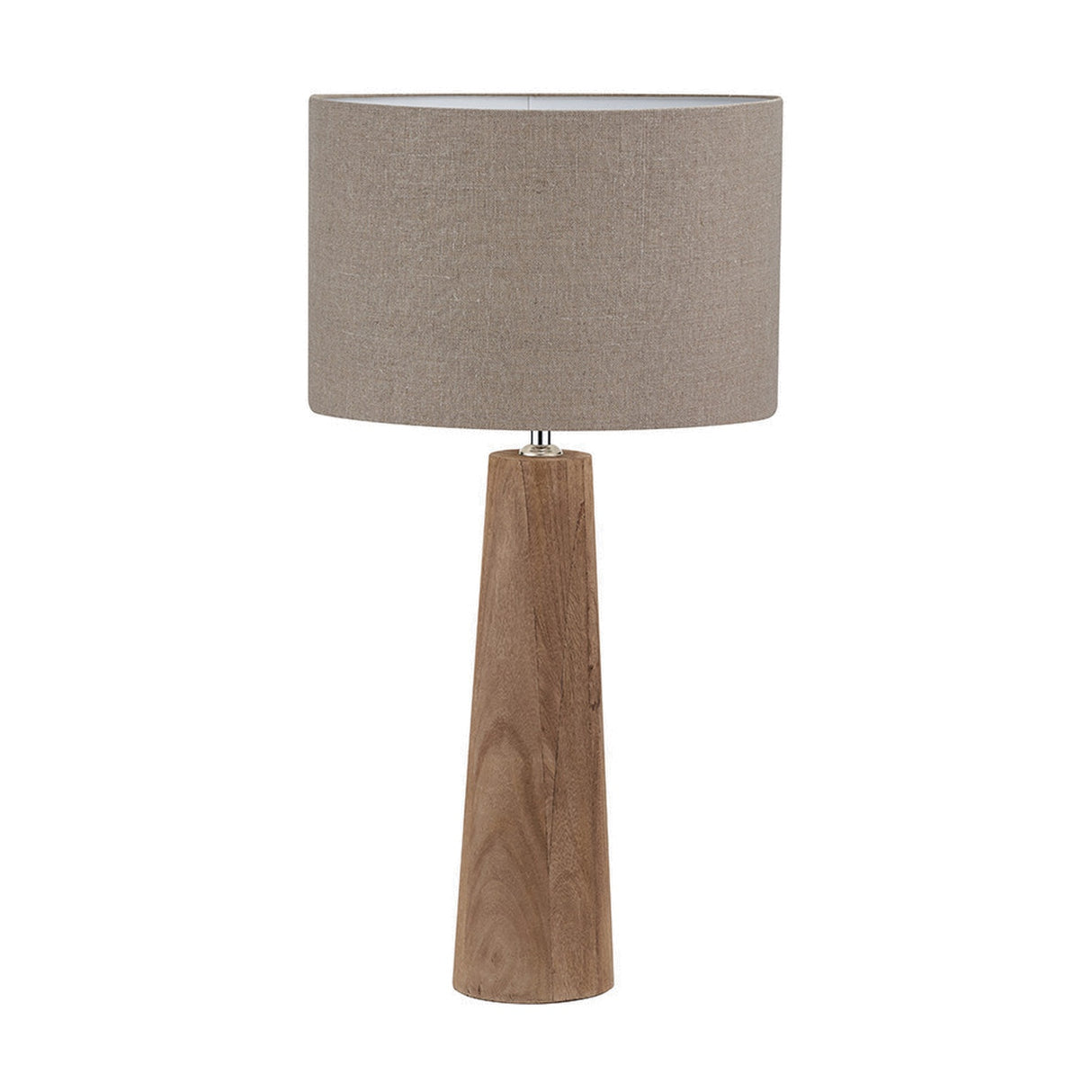 Esha Conical Wood Table Lamp with Linen Cylinder Shade - 59cm