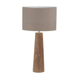 Esha Conical Wood Table Lamp with Linen Cylinder Shade - 59cm
