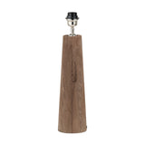 Esha Conical Wood Table Lamp Base, 50cm, with tapered natural wood body and chrome finial fitting, shown against a plain white background.
