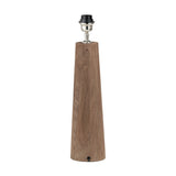 Esha Conical Wood Table Lamp Base in natural wood with tapered column shape and nickel-finish fitting, shown on a plain white background.