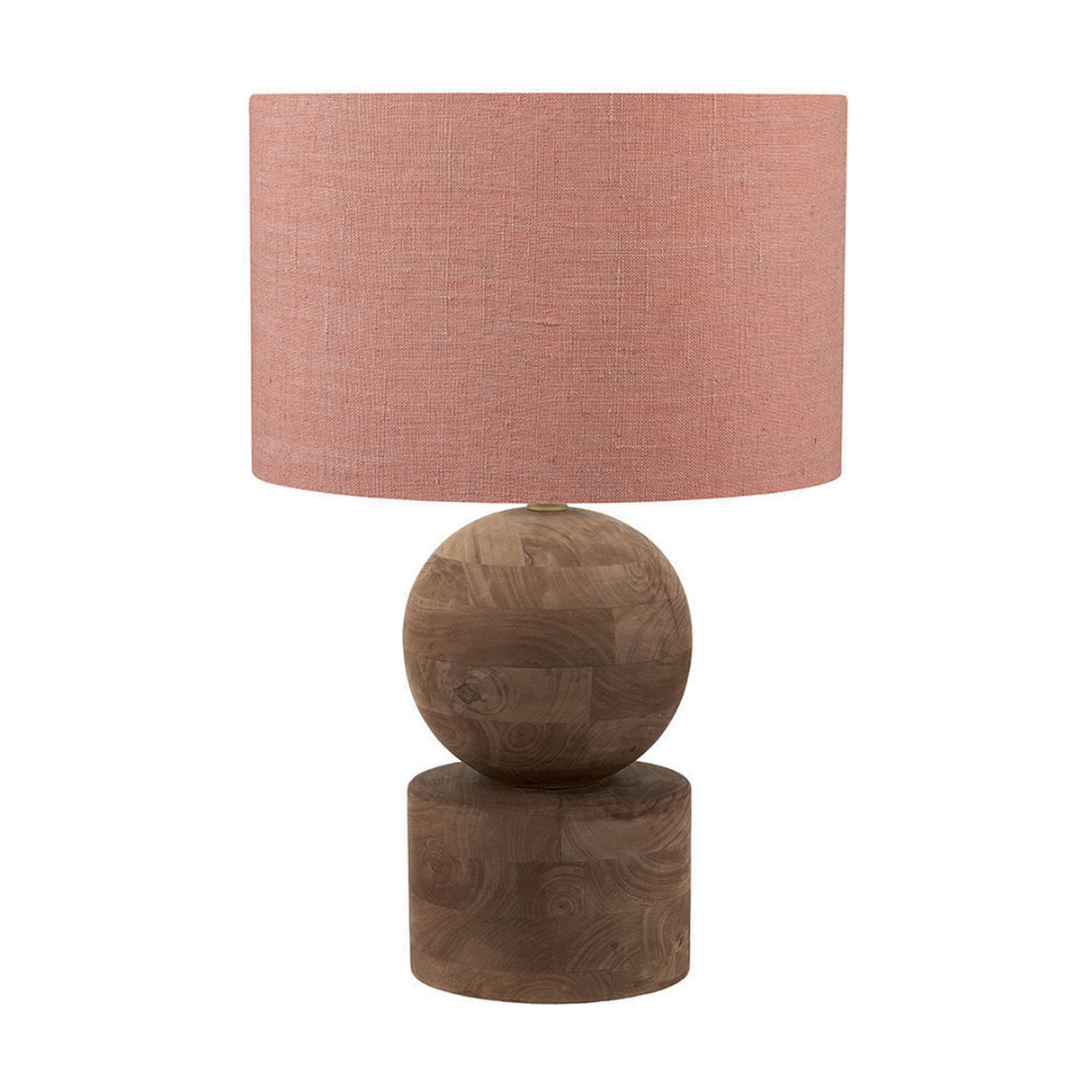 Ziva Antique Brown Table Lamp with Apricot Linen Cylinder Shade - 45cm