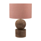 Ziva Antique Brown Table Lamp with Apricot Linen Cylinder Shade - 45cm