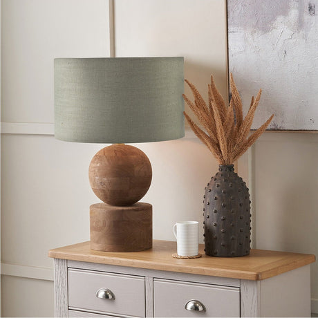 Ziva Antique Brown Table Lamp with Pistachio Green Linen Shade - 45cm