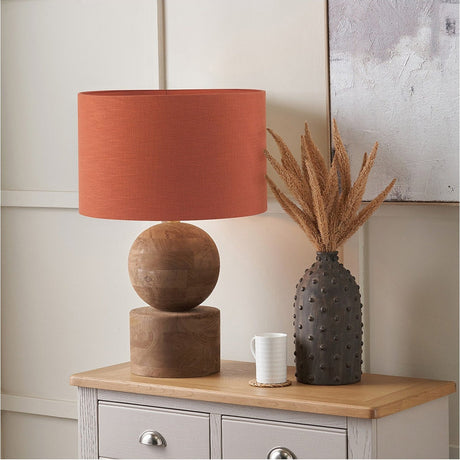 Ziva Antique Brown Table Lamp with Cinnamon Self Lined Shade - 45cm